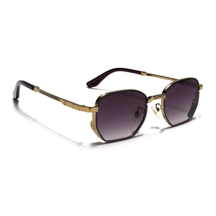Rectangle Sunglasses for Men & Women (Brown Lens | Golden Frame - MG7845)
