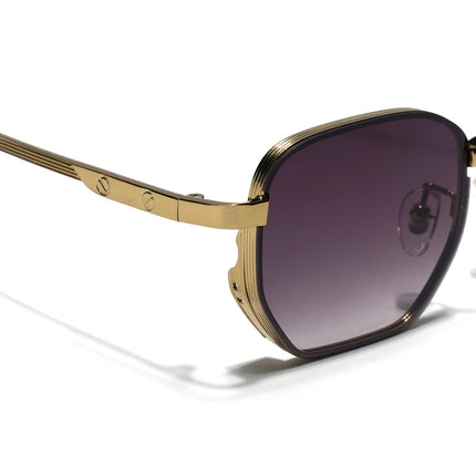 Rectangle Sunglasses for Men & Women (Brown Lens | Golden Frame - MG7845)
