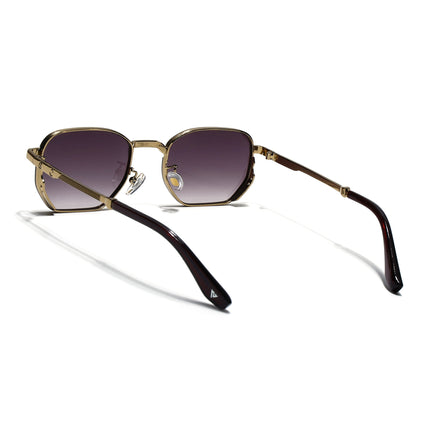 Rectangle Sunglasses for Men & Women (Brown Lens | Golden Frame - MG7845)
