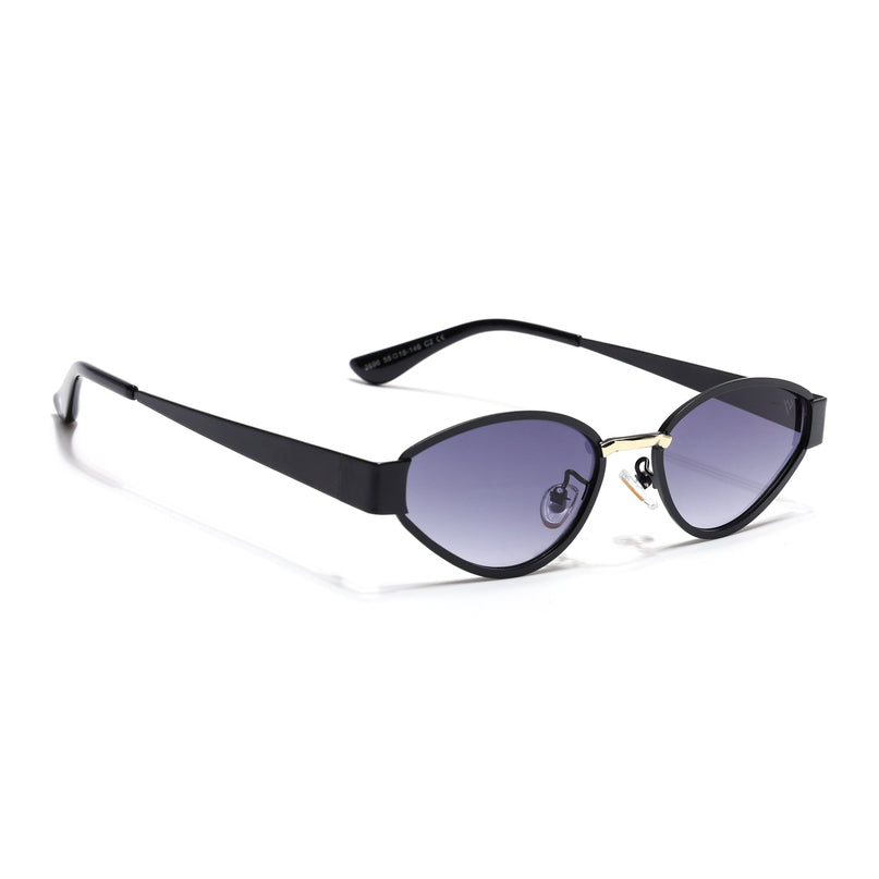 Cateye Sunglasses for Women (Grey & Clear Lens | Black & Golden Frame - MG7544)