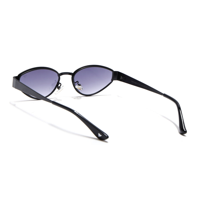 Cateye Sunglasses for Women (Grey & Clear Lens | Black & Golden Frame - MG7544)