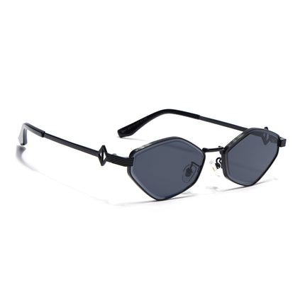 Hexagonal Sunglasses for Men & Women (Black Lens | Black Frame - MG7520)