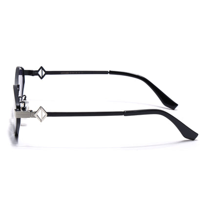 Hexagonal Sunglasses for Men & Women (Grey & Clear Lens | Black & Silver Frame - MG7521)