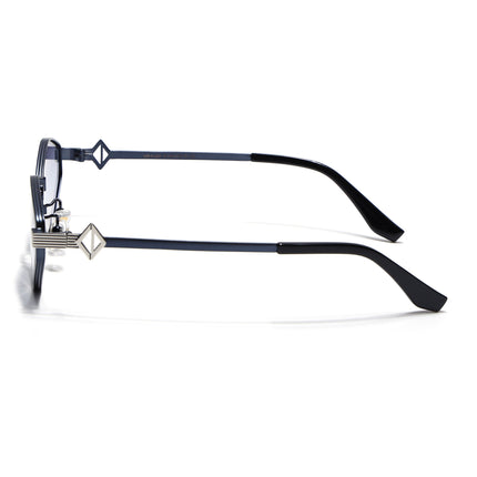 Hexagonal Sunglasses for Men & Women (Blue & Clear Lens | Blue & Silver Frame - MG7522)