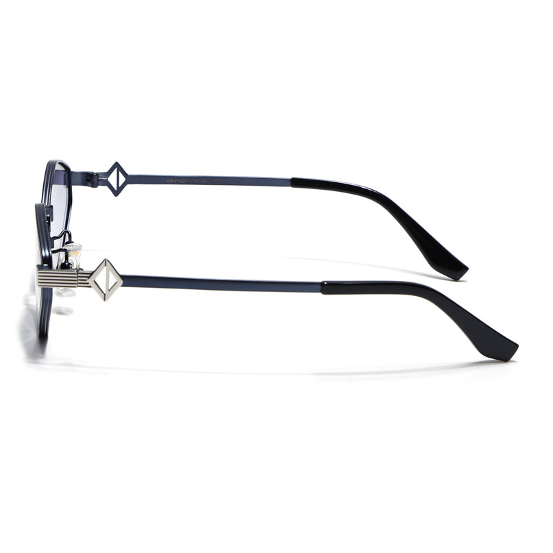 Hexagonal Sunglasses for Men & Women (Blue & Clear Lens | Blue & Silver Frame - MG7522)