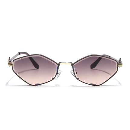 Hexagonal Sunglasses for Men & Women (Brown & Clear Lens | Brown & Golden Frame - MG7523)