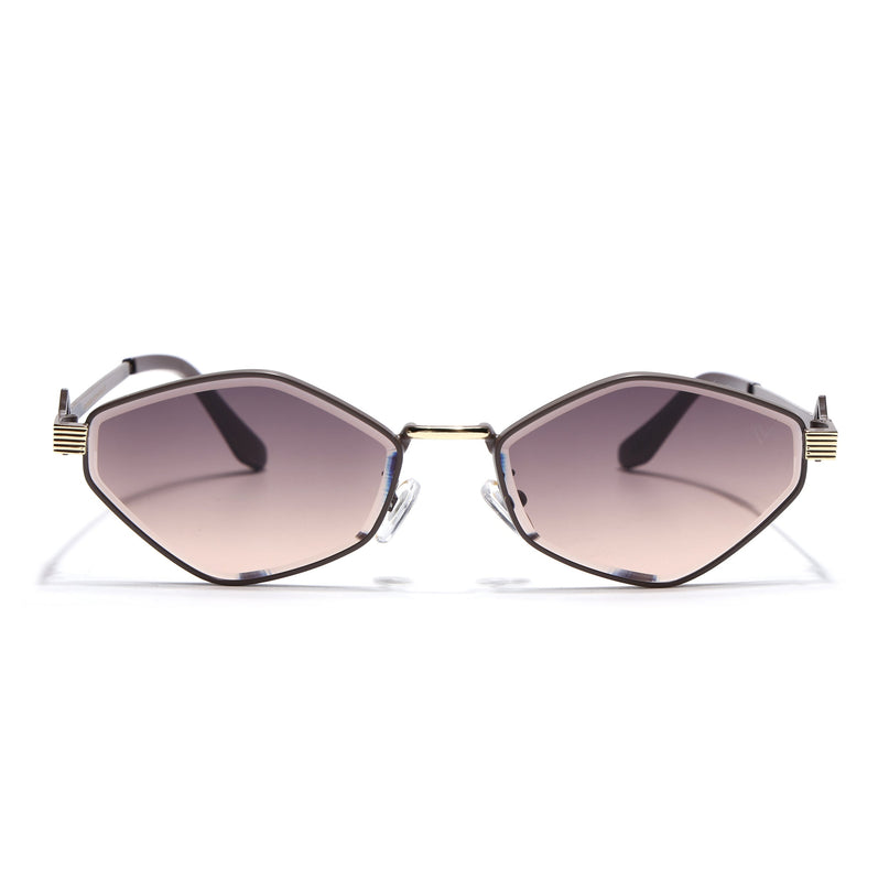 Hexagonal Sunglasses for Men & Women (Brown & Clear Lens | Brown & Golden Frame - MG7523)