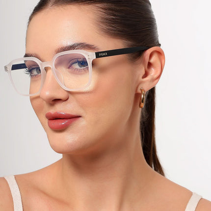 Eyejack NEO Transparent Square Eyeglasses for Men & Women (28068CL1182-C6)