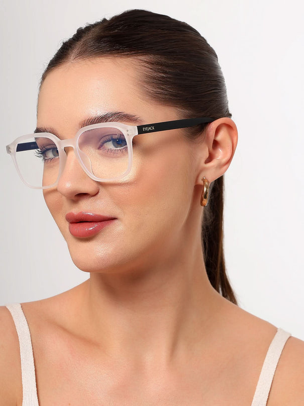 Eyejack NEO Transparent Square Eyeglasses for Men & Women (28068CL1182-C6)