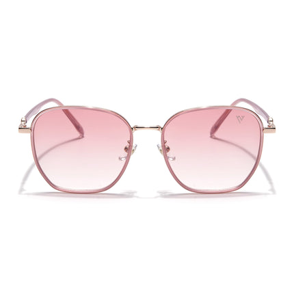 Voyage Select Square Polarized Sunglasses for Women (Pink & Clear Lens | Golden & Pink Frame - SLPMG6236)
