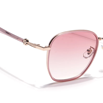 Voyage Select Square Polarized Sunglasses for Women (Pink & Clear Lens | Golden & Pink Frame - SLPMG6236)