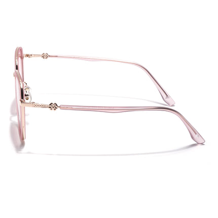 Voyage Select Square Polarized Sunglasses for Women (Pink & Clear Lens | Golden & Pink Frame - SLPMG6236)