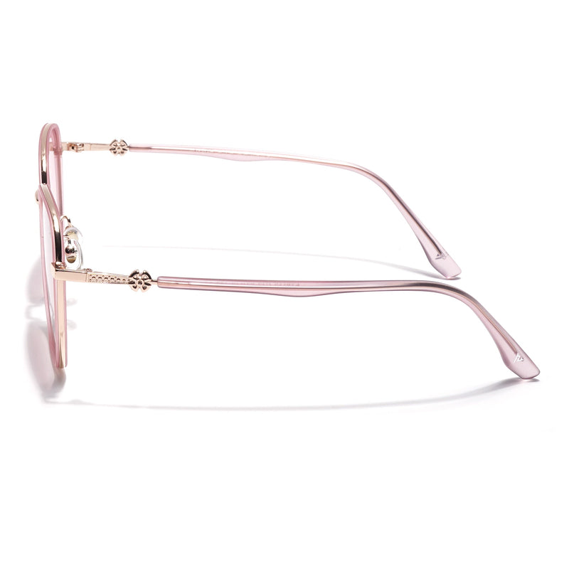 Voyage Select Square Polarized Sunglasses for Women (Pink & Clear Lens | Golden & Pink Frame - SLPMG6236)