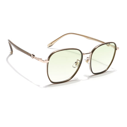 Voyage Select Square Polarized Sunglasses for Women (Green & Clear Lens | Golden & Grey Frame - SLPMG6235)