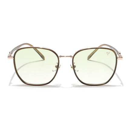 Voyage Select Square Polarized Sunglasses for Women (Green & Clear Lens | Golden & Grey Frame - SLPMG6235)