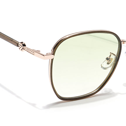 Voyage Select Square Polarized Sunglasses for Women (Green & Clear Lens | Golden & Grey Frame - SLPMG6235)