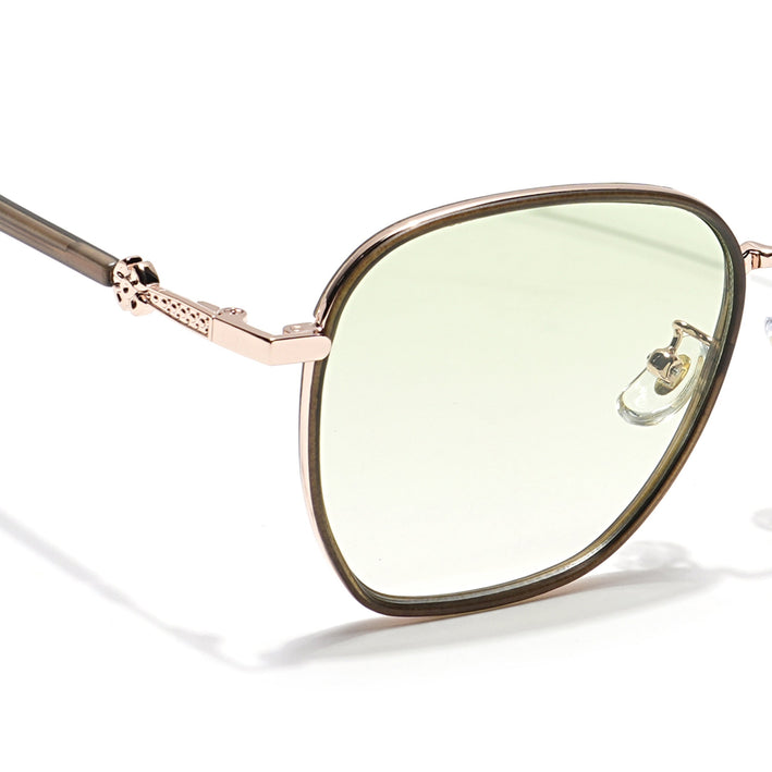 Voyage Select Square Polarized Sunglasses for Women (Green & Clear Lens | Golden & Grey Frame - SLPMG6235)