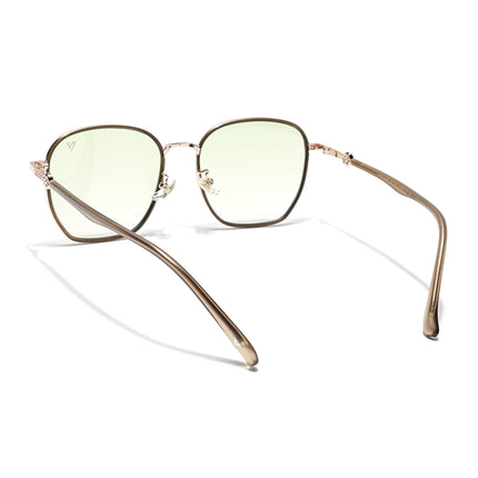 Voyage Select Square Polarized Sunglasses for Women (Green & Clear Lens | Golden & Grey Frame - SLPMG6235)