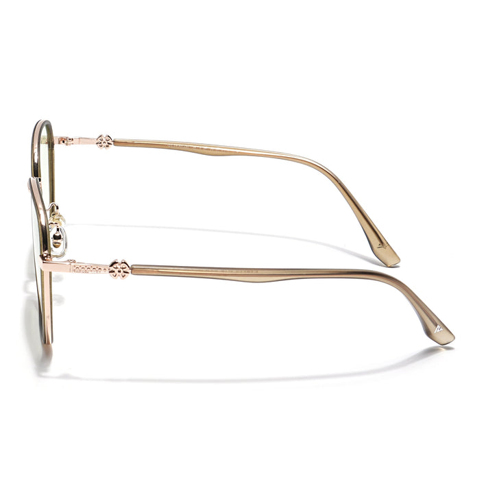 Voyage Select Square Polarized Sunglasses for Women (Green & Clear Lens | Golden & Grey Frame - SLPMG6235)