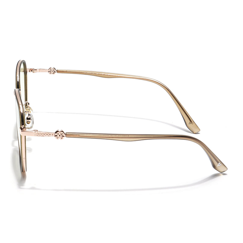 Voyage Select Square Polarized Sunglasses for Women (Green & Clear Lens | Golden & Grey Frame - SLPMG6235)