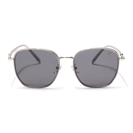 Voyage Select Square Polarized Sunglasses for Women (Black Lens | Silver & Black Frame - SLPMG6238)