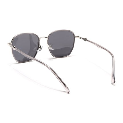 Voyage Select Square Polarized Sunglasses for Women (Black Lens | Silver & Black Frame - SLPMG6238)