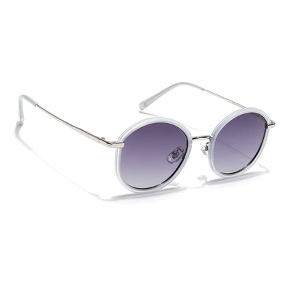 Voyage Select Round Polarized Sunglasses (Grey & Clear Lens | Transparent Grey Frame - SLPMG6216)