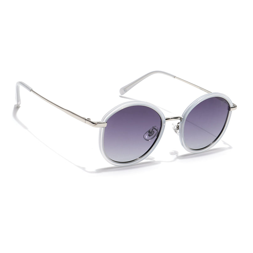 Voyage Select Round Polarized Sunglasses (Grey & Clear Lens | Transparent Grey Frame - SLPMG6216)