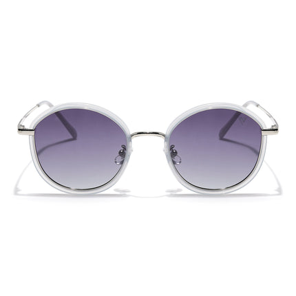 Voyage Select Round Polarized Sunglasses (Grey & Clear Lens | Transparent Grey Frame - SLPMG6216)