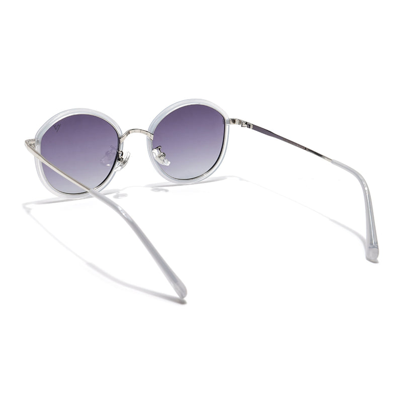 Voyage Select Round Polarized Sunglasses (Grey & Clear Lens | Transparent Grey Frame - SLPMG6216)