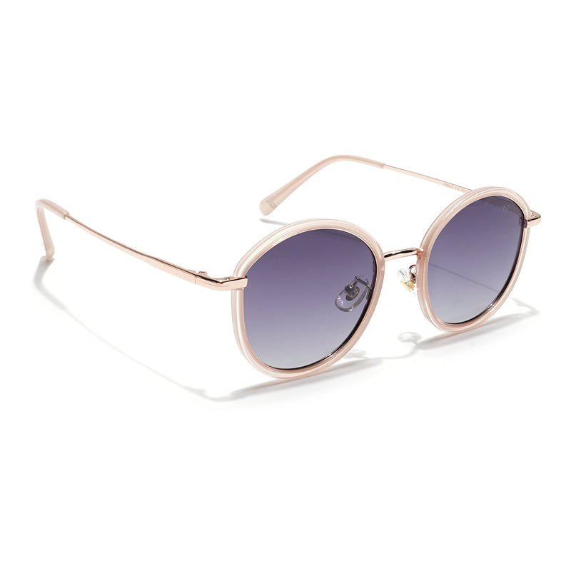 Voyage Select Round Polarized Sunglasses (Grey & Clear Lens | Nude Frame - SLPMG6219)