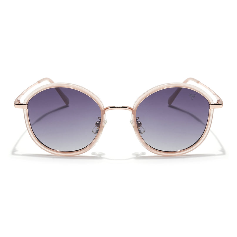 Voyage Select Round Polarized Sunglasses (Grey & Clear Lens | Nude Frame - SLPMG6219)