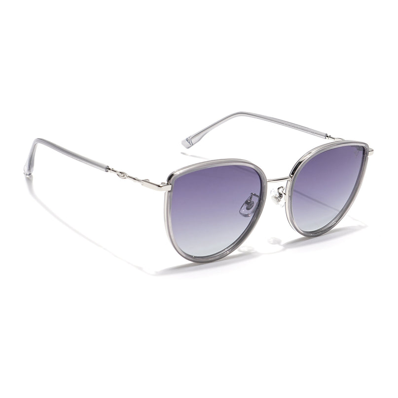Voyage Select Cateye Polarized Sunglasses (Grey & Clear Lens | Silver & Grey Frame - SLPMG6243)