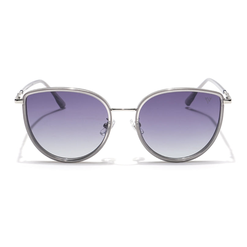 Voyage Select Cateye Polarized Sunglasses (Grey & Clear Lens | Silver & Grey Frame - SLPMG6243)