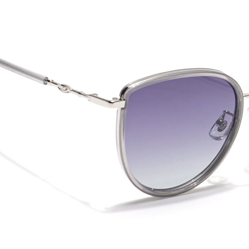 Voyage Select Cateye Polarized Sunglasses (Grey & Clear Lens | Silver & Grey Frame - SLPMG6243)