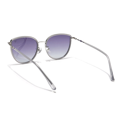 Voyage Select Cateye Polarized Sunglasses (Grey & Clear Lens | Silver & Grey Frame - SLPMG6243)