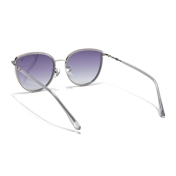 Voyage Select Cateye Polarized Sunglasses (Grey & Clear Lens | Silver & Grey Frame - SLPMG6243)