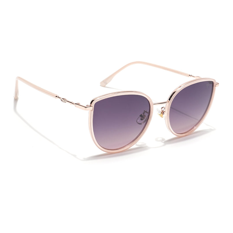 Voyage Select Cateye Polarized Sunglasses (Grey & Pink Lens | Golden & Pink Frame - SLPMG6244)
