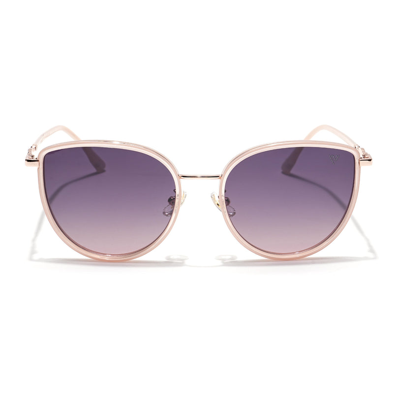 Voyage Select Cateye Polarized Sunglasses (Grey & Pink Lens | Golden & Pink Frame - SLPMG6244)