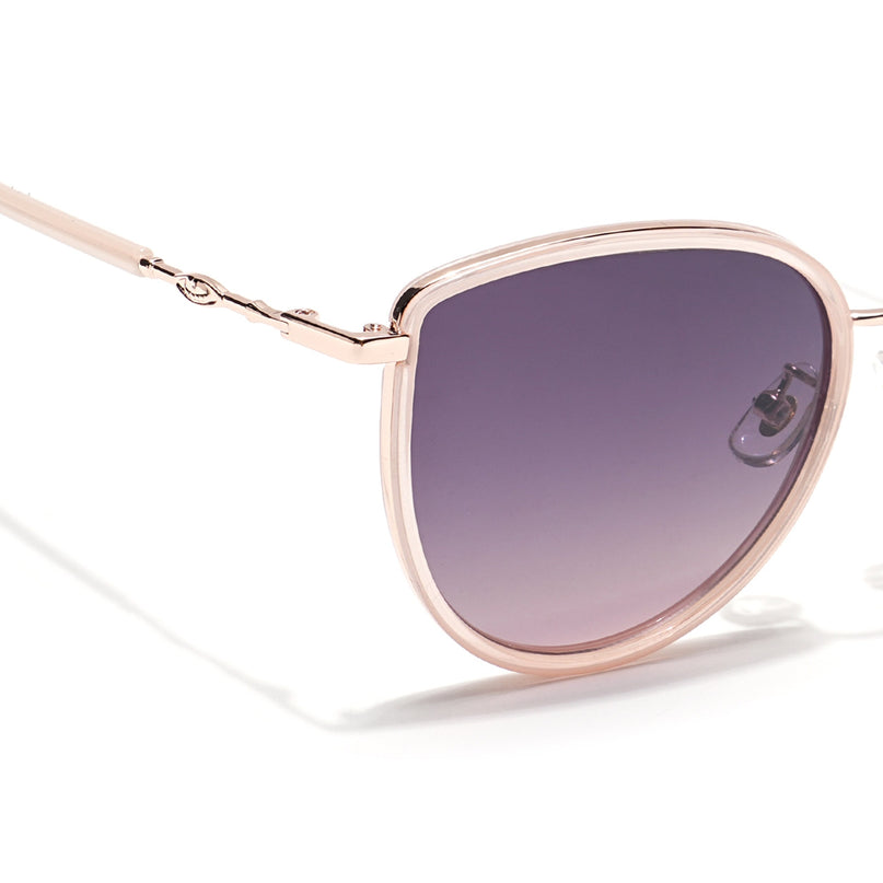 Voyage Select Cateye Polarized Sunglasses (Grey & Pink Lens | Golden & Pink Frame - SLPMG6244)