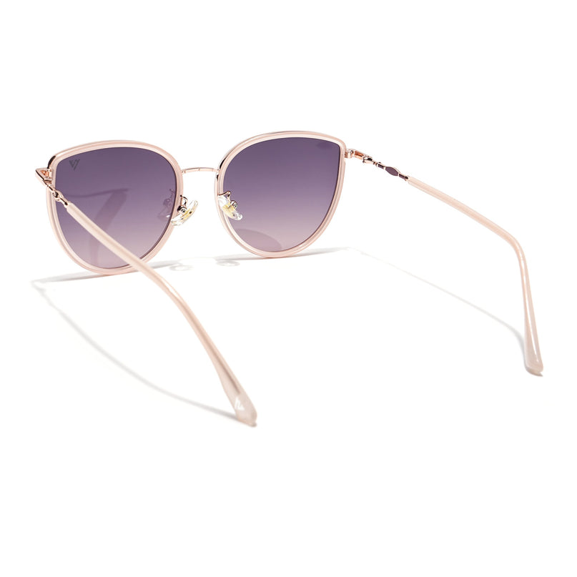 Voyage Select Cateye Polarized Sunglasses (Grey & Pink Lens | Golden & Pink Frame - SLPMG6244)