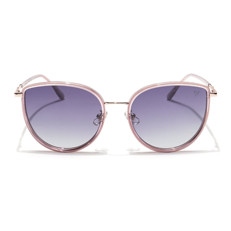 Voyage Select Cateye Polarized Sunglasses (Grey & Clear Lens | Golden & Light Purple Frame - SLPMG6245)
