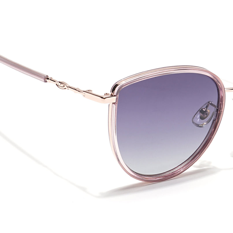 Voyage Select Cateye Polarized Sunglasses (Grey & Clear Lens | Golden & Light Purple Frame - SLPMG6245)