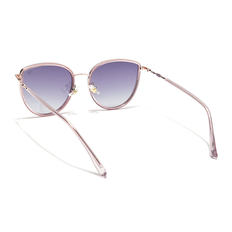 Voyage Select Cateye Polarized Sunglasses (Grey & Clear Lens | Golden & Light Purple Frame - SLPMG6245)