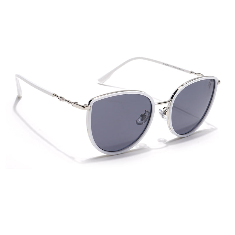 Voyage Select Cateye Polarized Sunglasses (Black Lens | Silver & White Frame - SLPMG6249)
