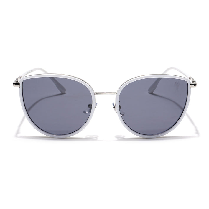 Voyage Select Cateye Polarized Sunglasses (Black Lens | Silver & White Frame - SLPMG6249)