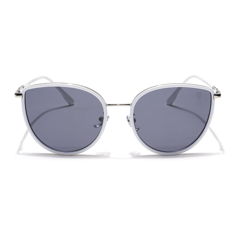 Voyage Select Cateye Polarized Sunglasses (Black Lens | Silver & White Frame - SLPMG6249)