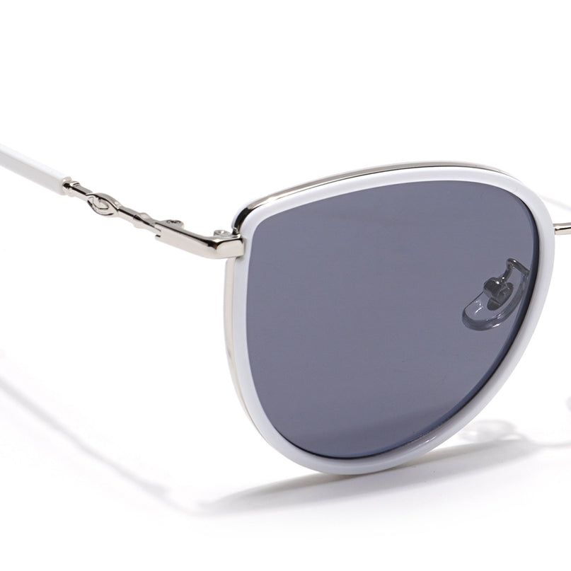 Voyage Select Cateye Polarized Sunglasses (Black Lens | Silver & White Frame - SLPMG6249)