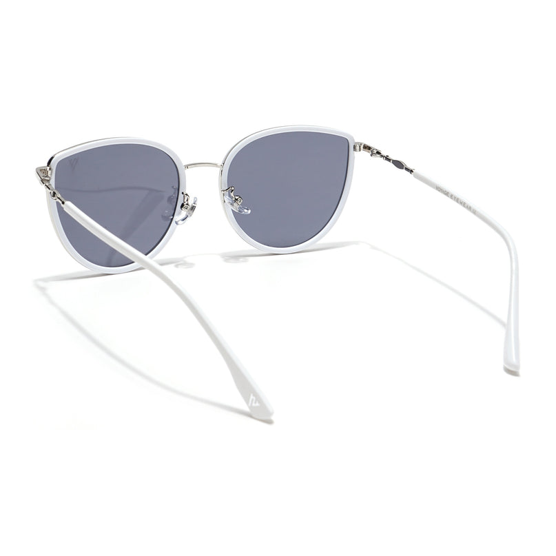 Voyage Select Cateye Polarized Sunglasses (Black Lens | Silver & White Frame - SLPMG6249)