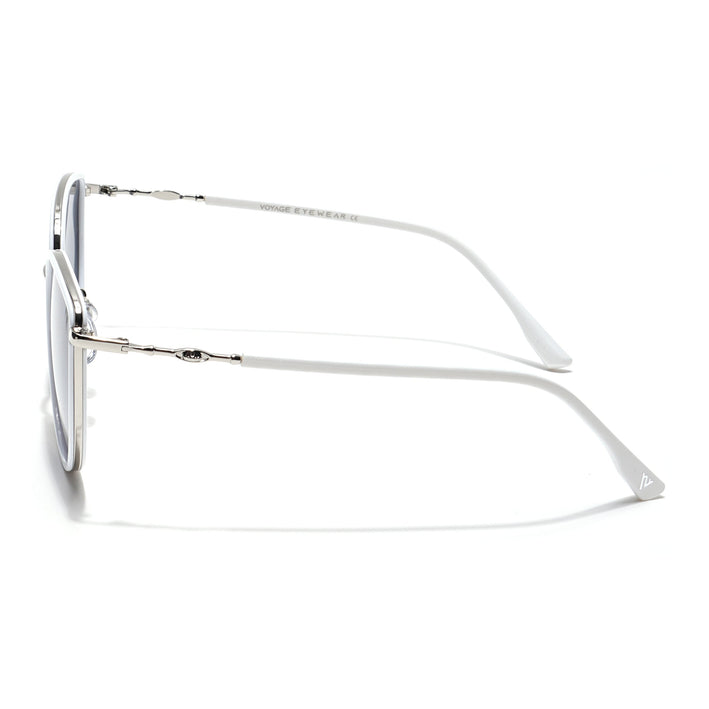 Voyage Select Cateye Polarized Sunglasses (Black Lens | Silver & White Frame - SLPMG6249)